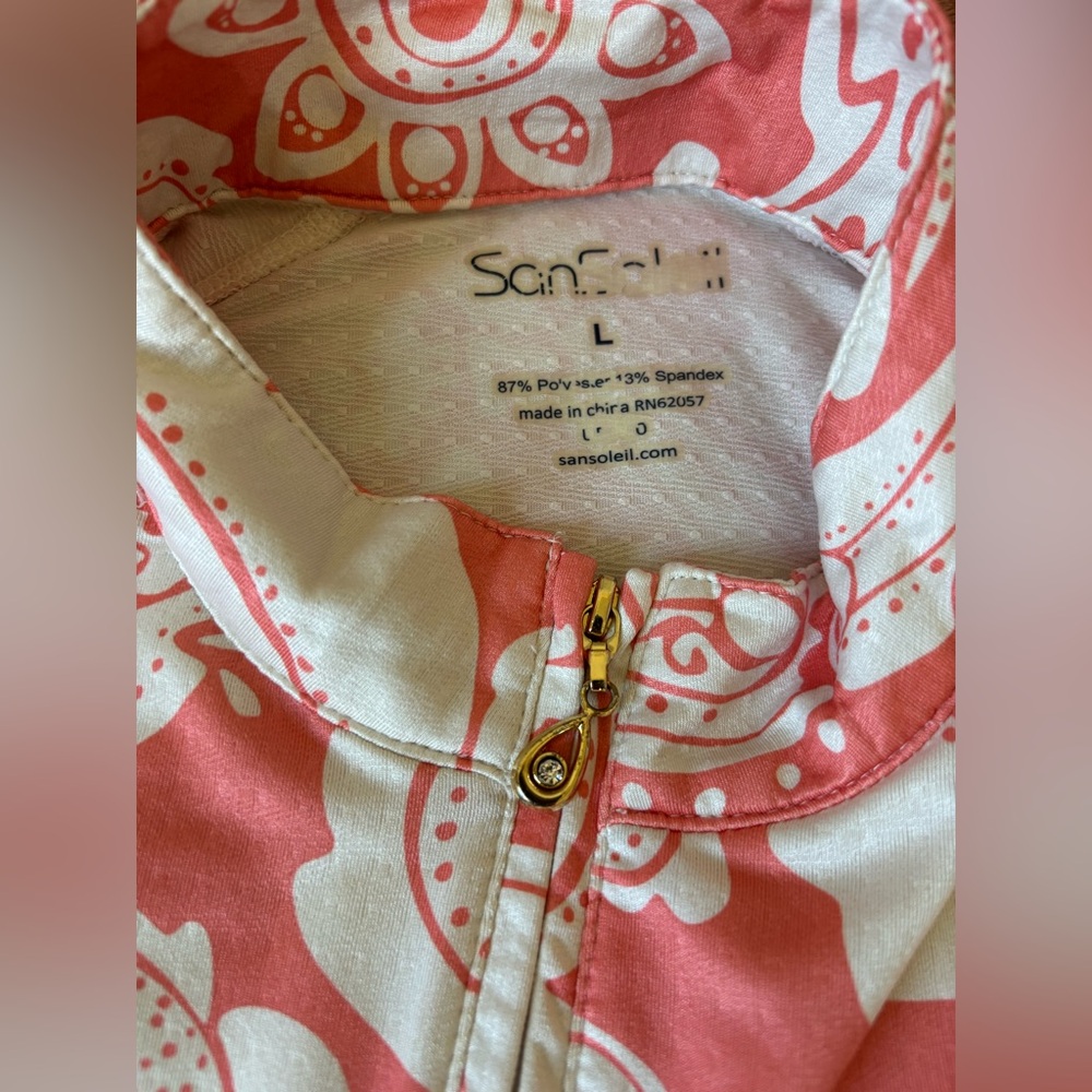 SanSoleil Floral Quarter Zip Golf Pullover Women’s Top - Picture 5 of 6
